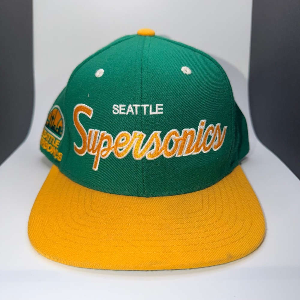 Mitchell & Ness Seattle Supersonics Snapback Hat‎ Vintage 90s Green Yellow OS